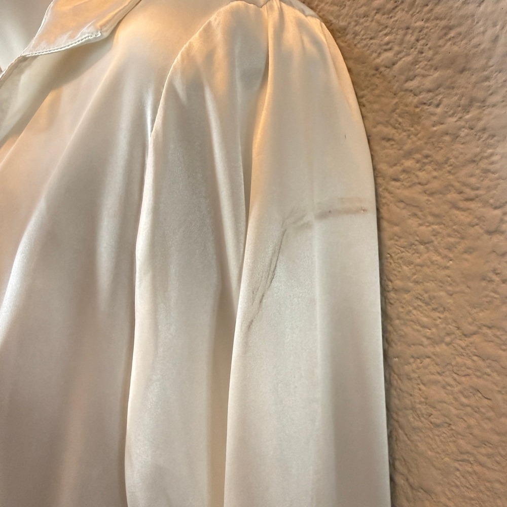 JLUXLABEL Wrap Satin Maxi Dress Womens White S Long Sleeve Collared Slit NWT - Picture 7 of 16